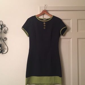 Wrapper Navy & Lime Green Short Dress